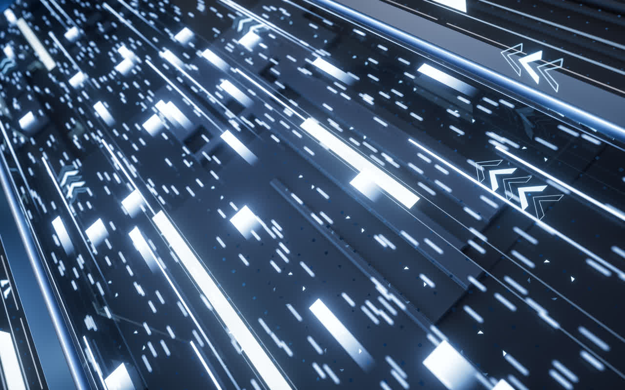 科技感电路与数据传输3D渲染