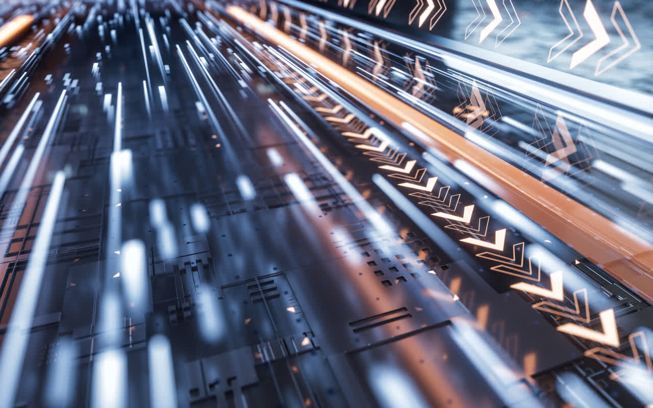 科技感电路与数据传输3D渲染