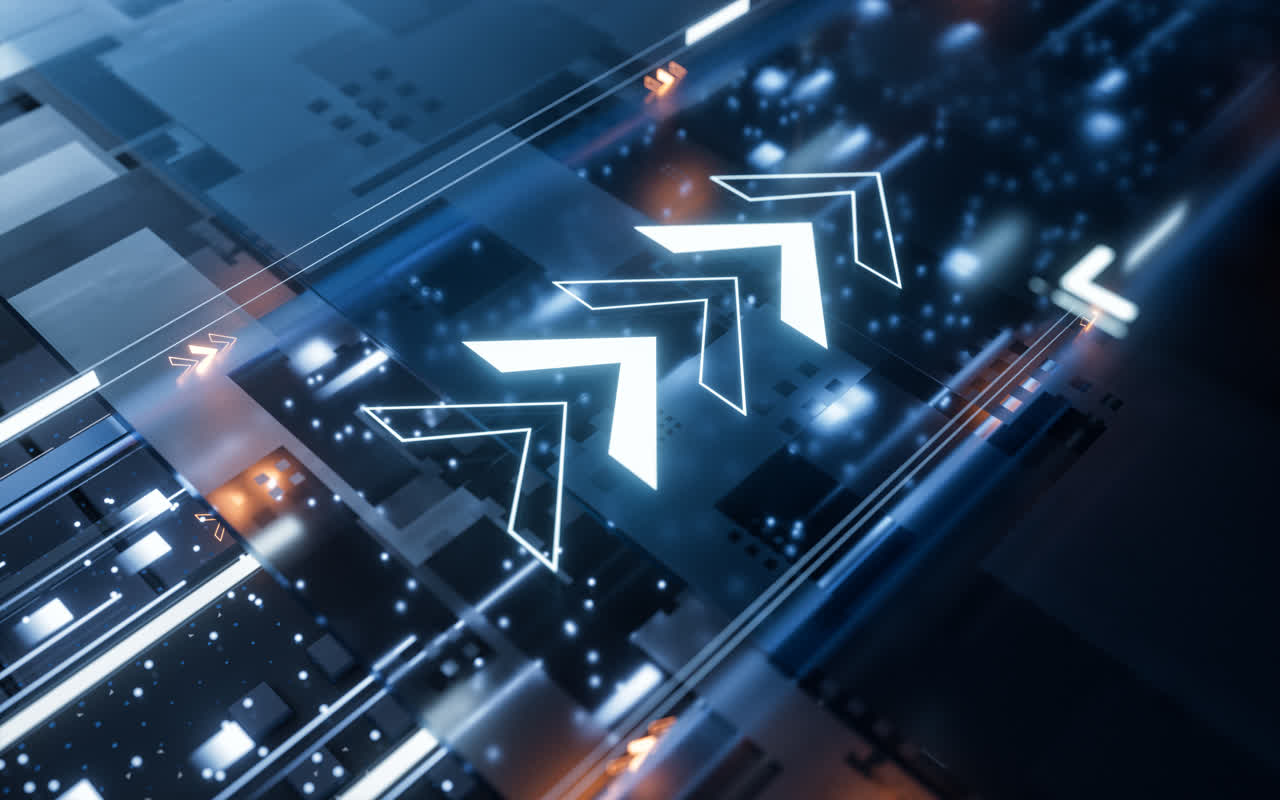 科技感电路与数据传输3D渲染