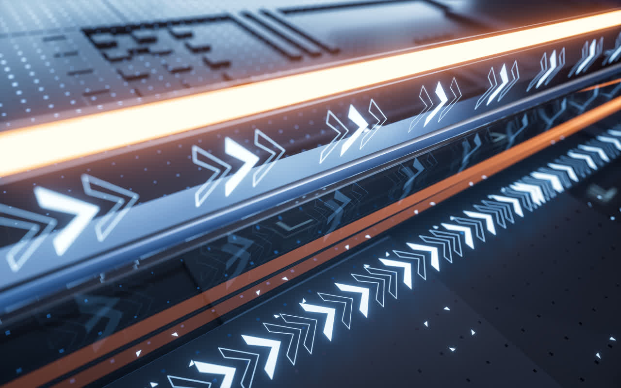 科技感电路与数据传输3D渲染