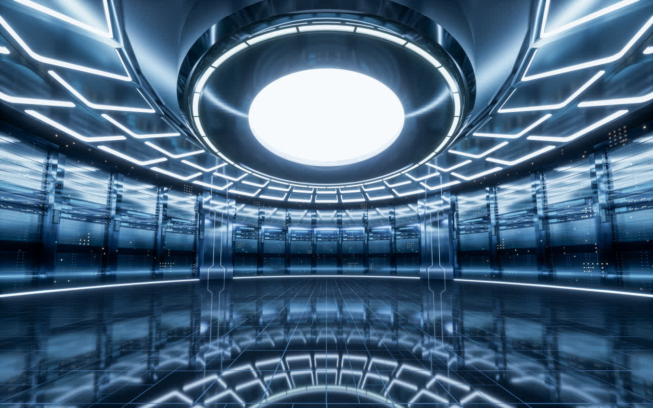 未来科技感大数据机房3D渲染