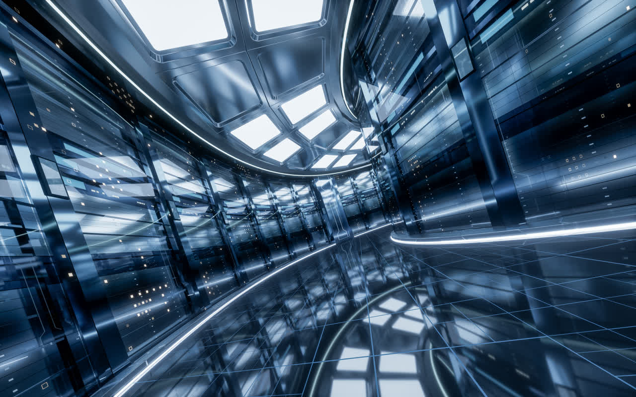 未来科技感大数据机房3D渲染