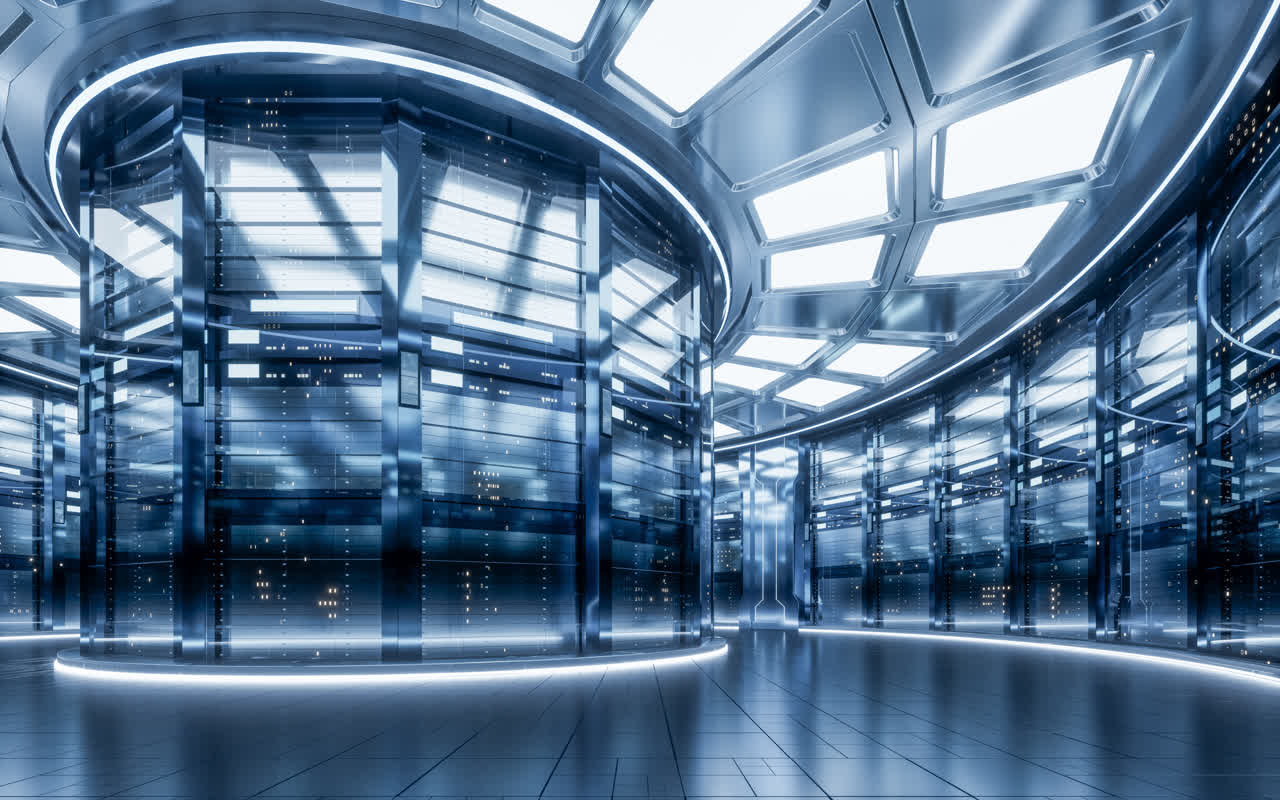 未来科技感大数据机房3D渲染