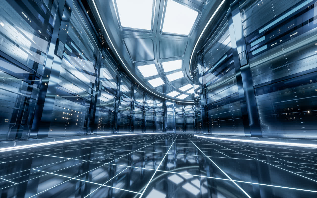 未来科技感大数据机房3D渲染