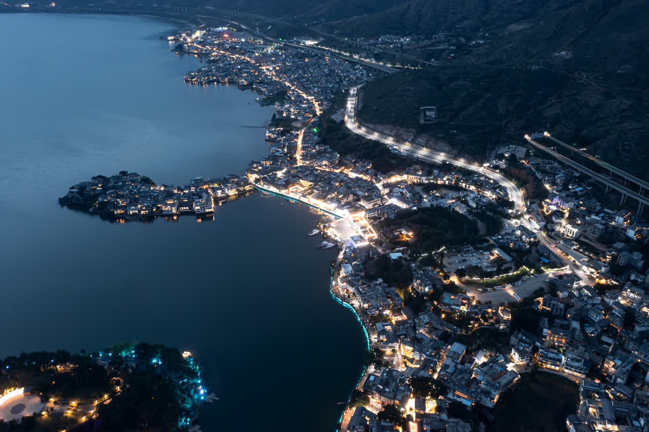 中国云南大理双廊夜景