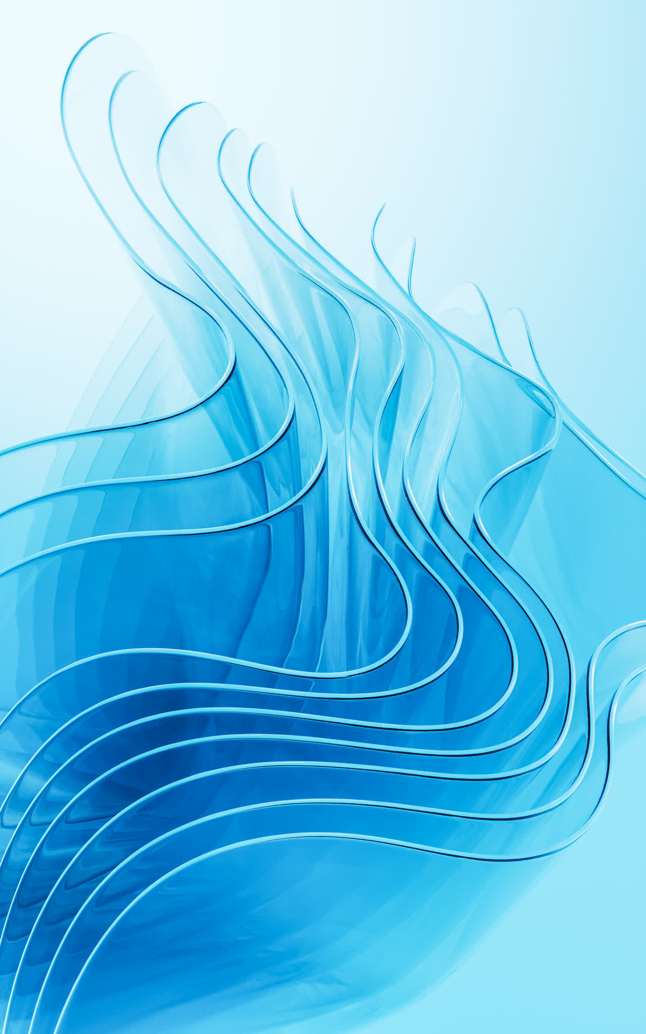 飘动的多层玻璃渐变曲面3D渲染