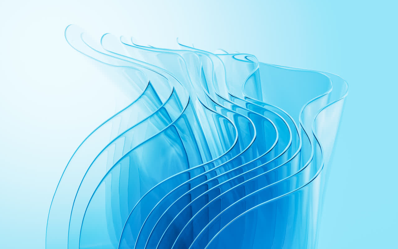 飘动的多层玻璃渐变曲面3D渲染