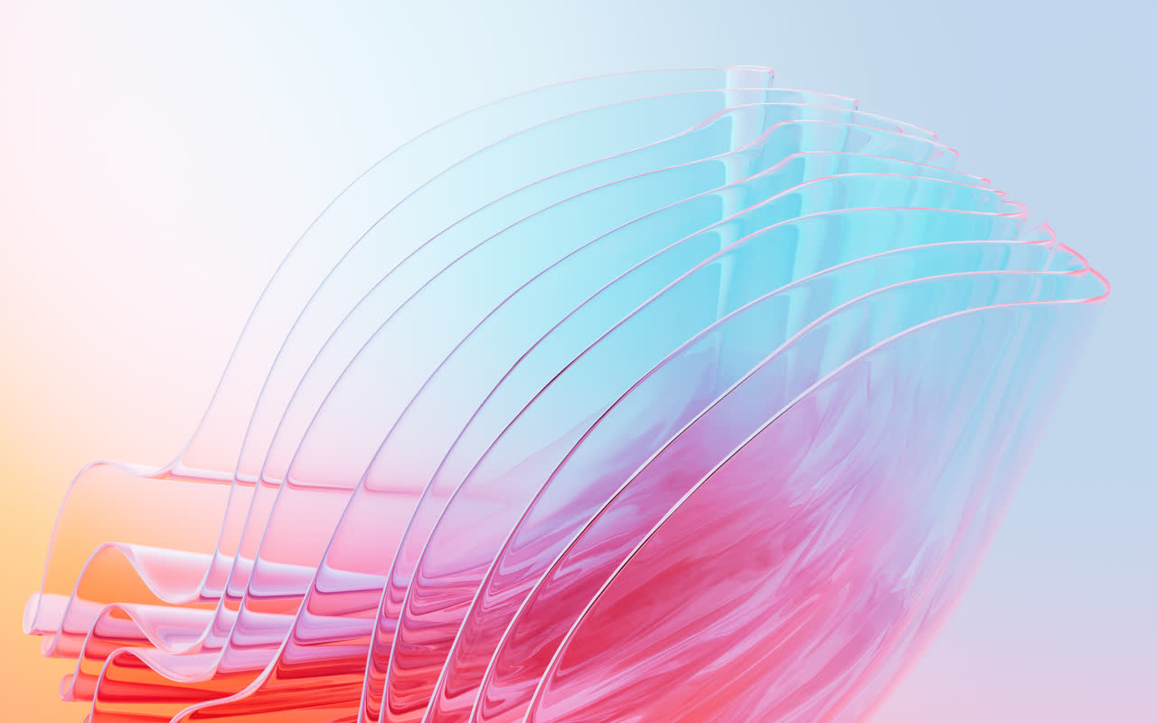 飘动的多层玻璃渐变曲面3D渲染