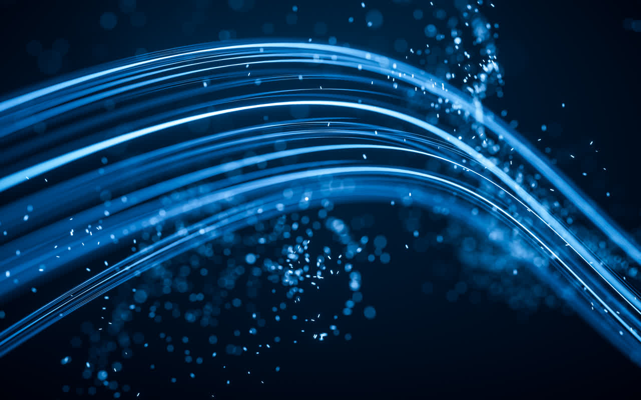 流动的曲线与粒子3D渲染