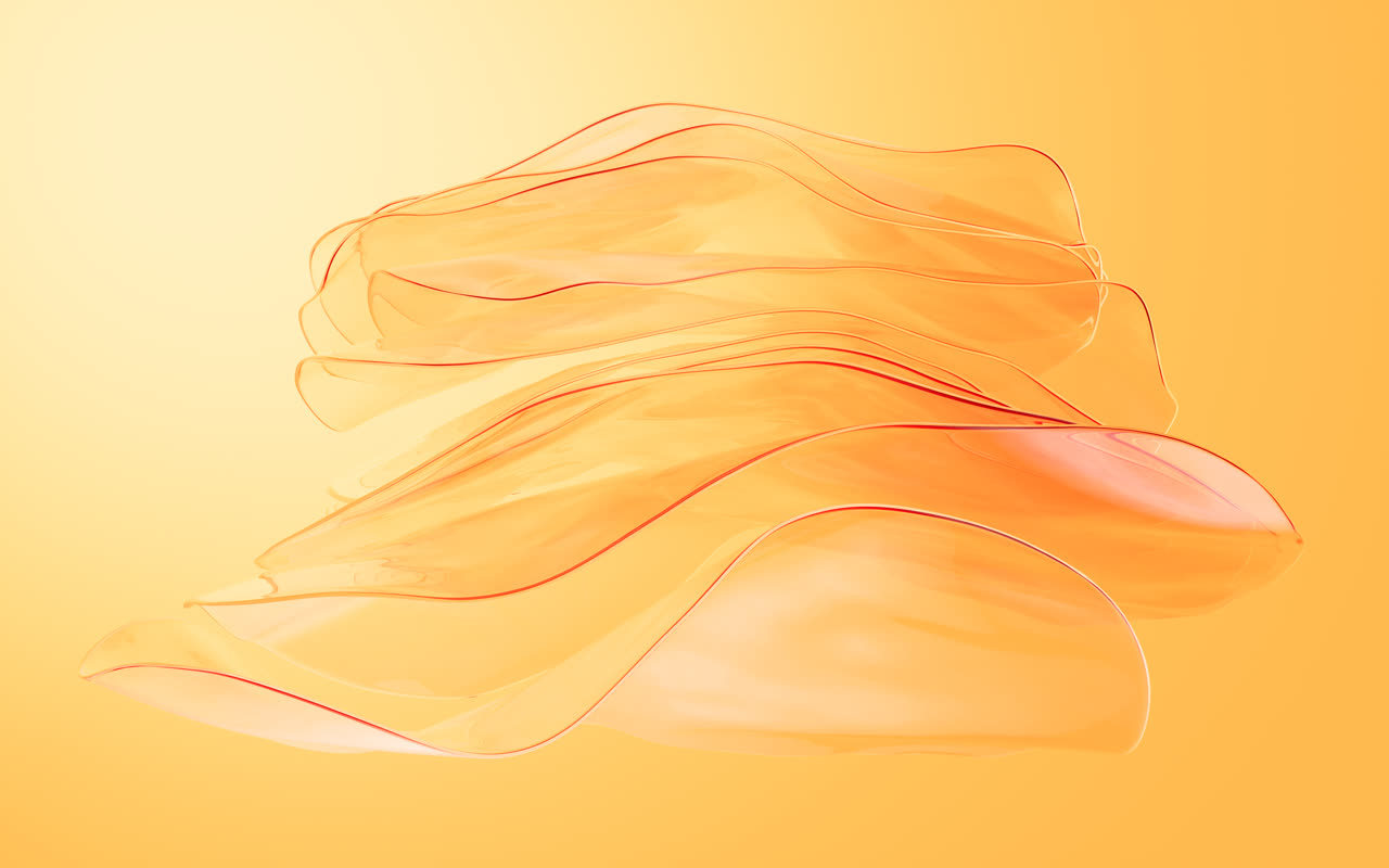 飘动的多层玻璃渐变曲面3D渲染