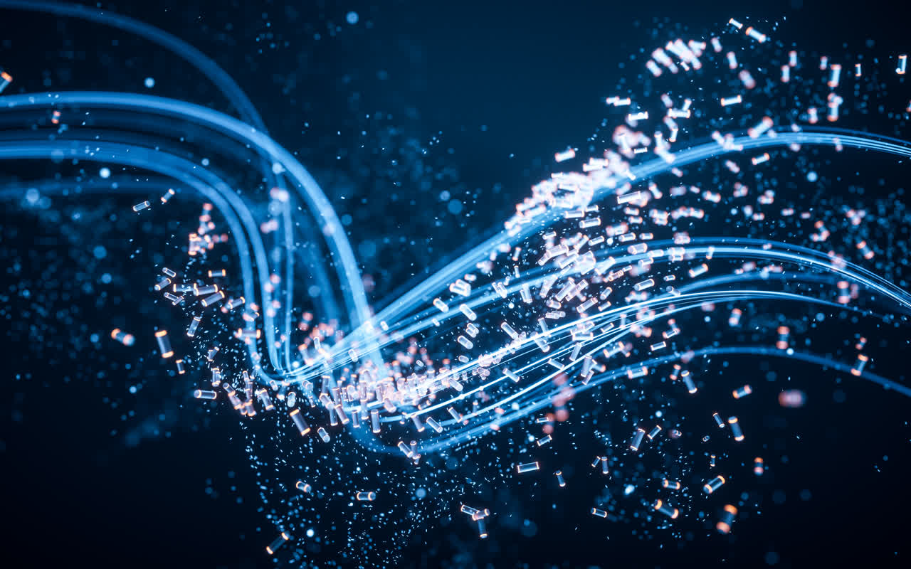 流动的曲线与粒子3D渲染