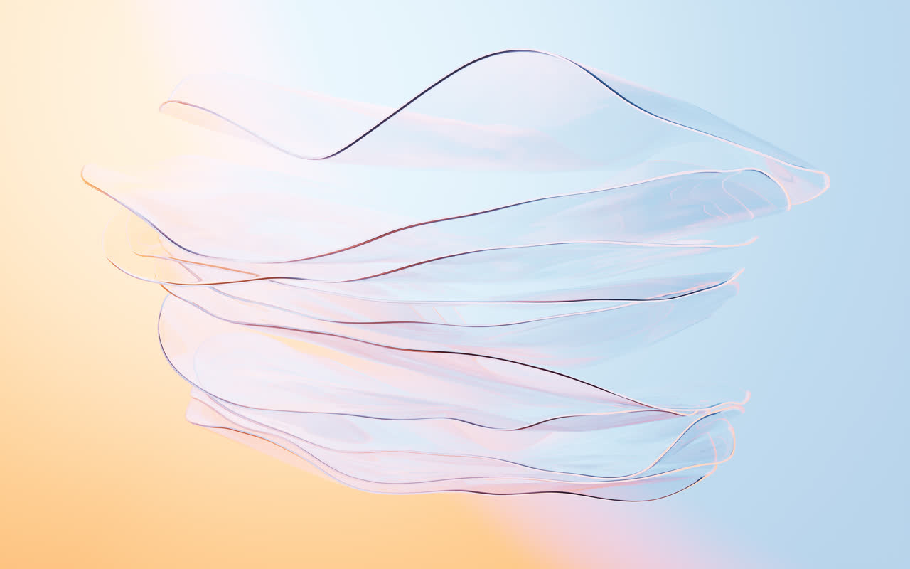 飘动的多层玻璃渐变曲面3D渲染