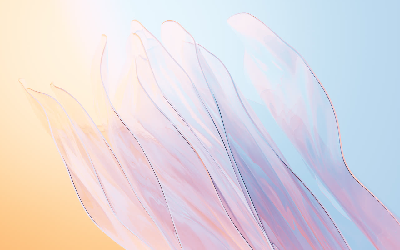 飘动的多层玻璃渐变曲面3D渲染