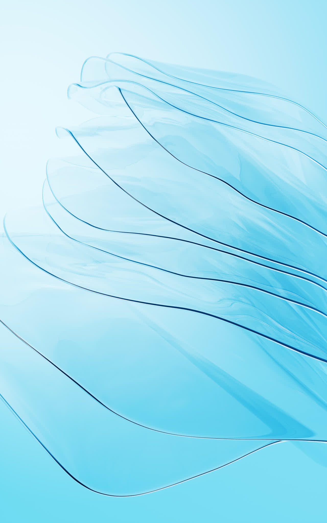 飘动的多层玻璃渐变曲面3D渲染