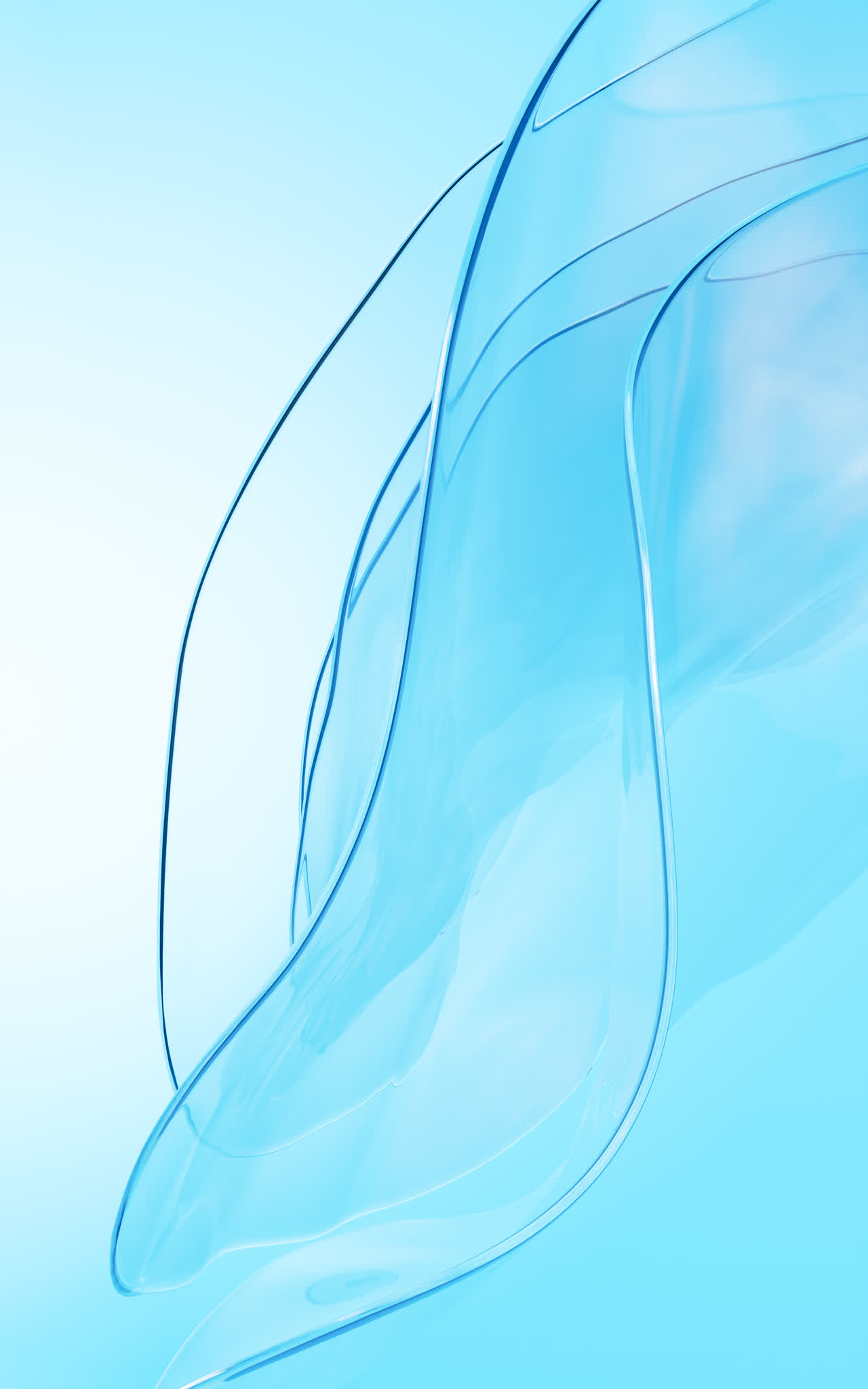 飘动的多层玻璃渐变曲面3D渲染