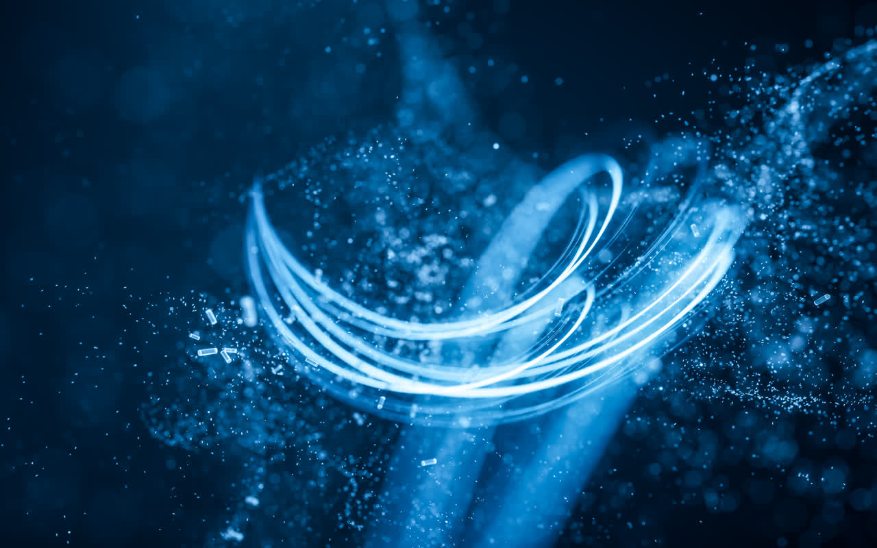 流动的曲线与粒子3D渲染