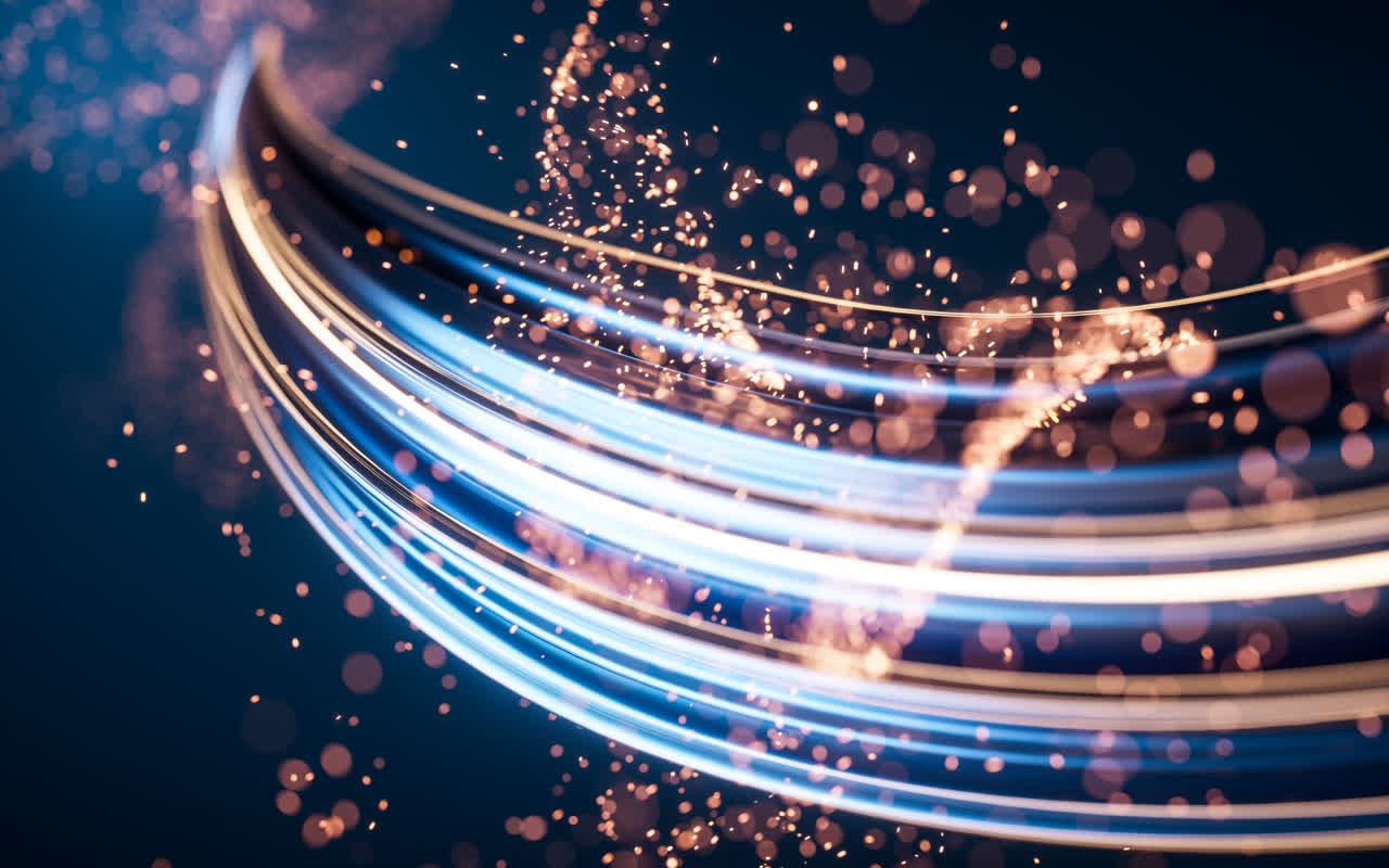 流动的曲线与粒子3D渲染