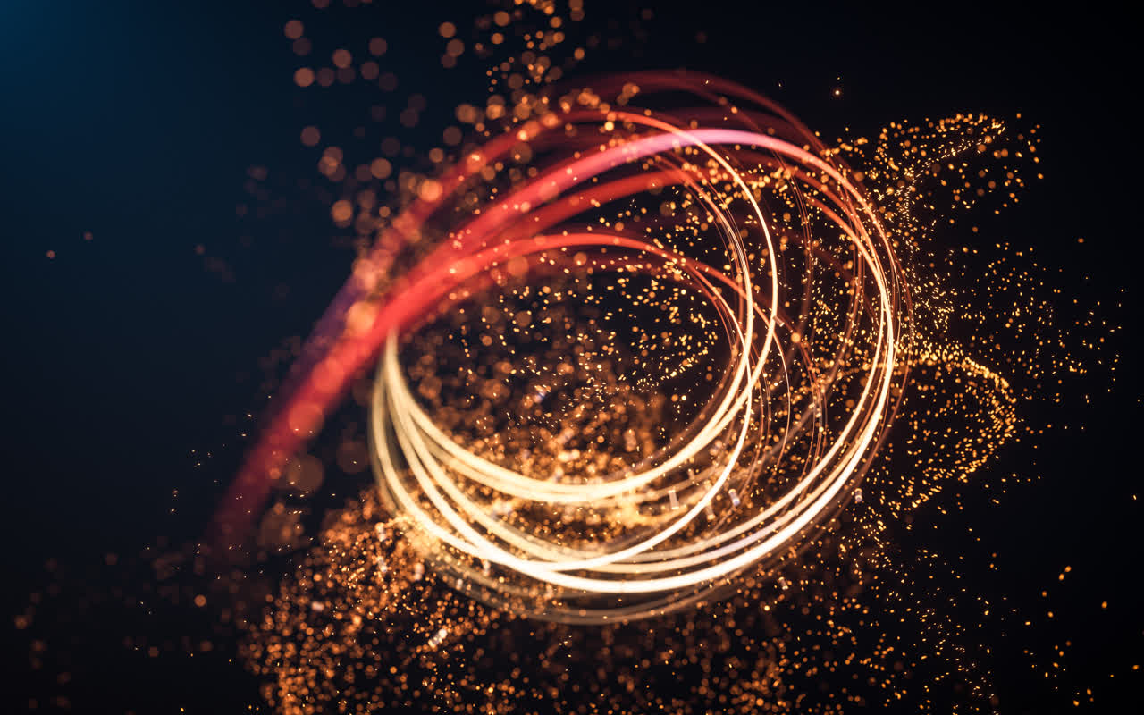 流动的曲线与粒子3D渲染