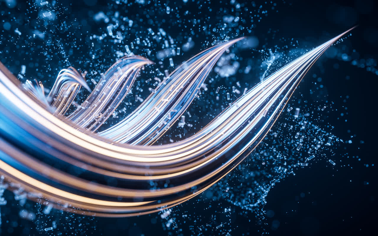 流动的曲线与粒子3D渲染