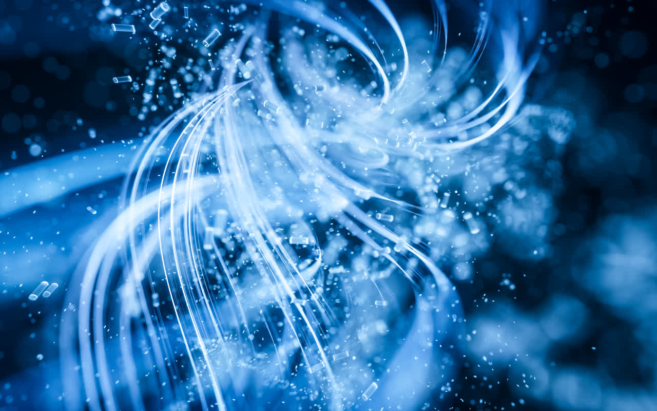 流动的曲线与粒子3D渲染