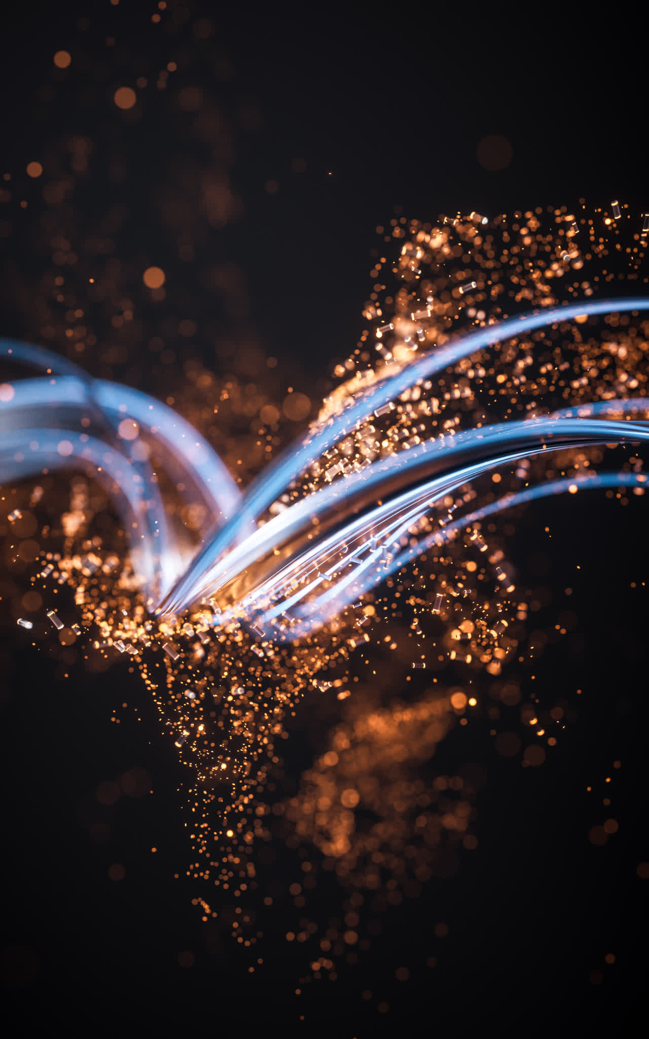 流动的曲线与粒子3D渲染