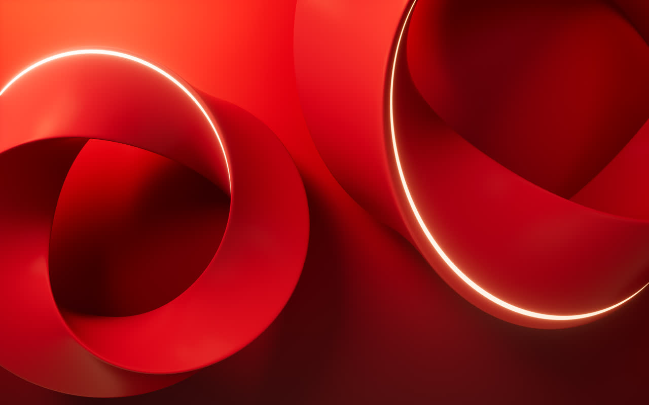 红色曲面几何体背景3D渲染