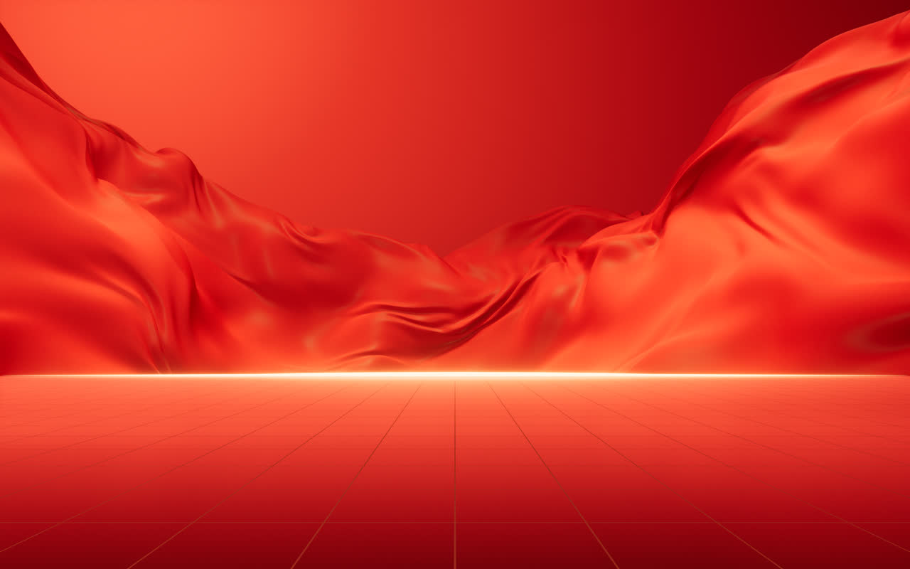 红色背景红色流动布料背景3D渲染