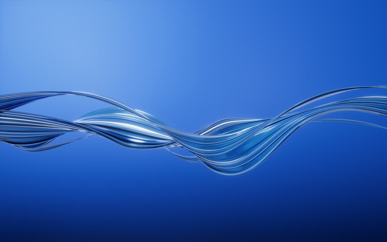 蓝色流动曲线背景3D渲染