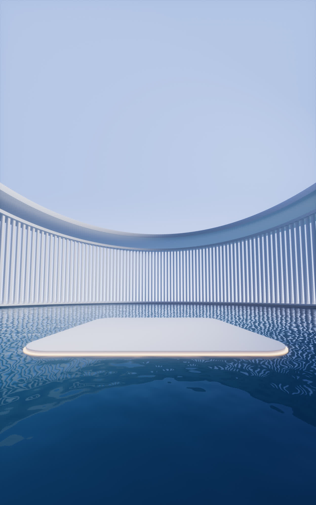 圆形建筑与水面背景3D渲染