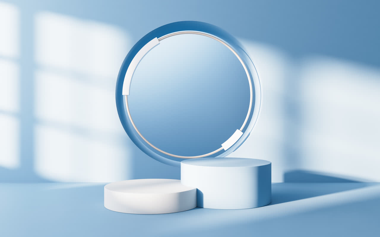 创意室内几何体与展示台3D渲染