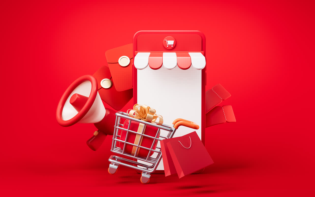 线上网店店铺网络购物主题3D渲染