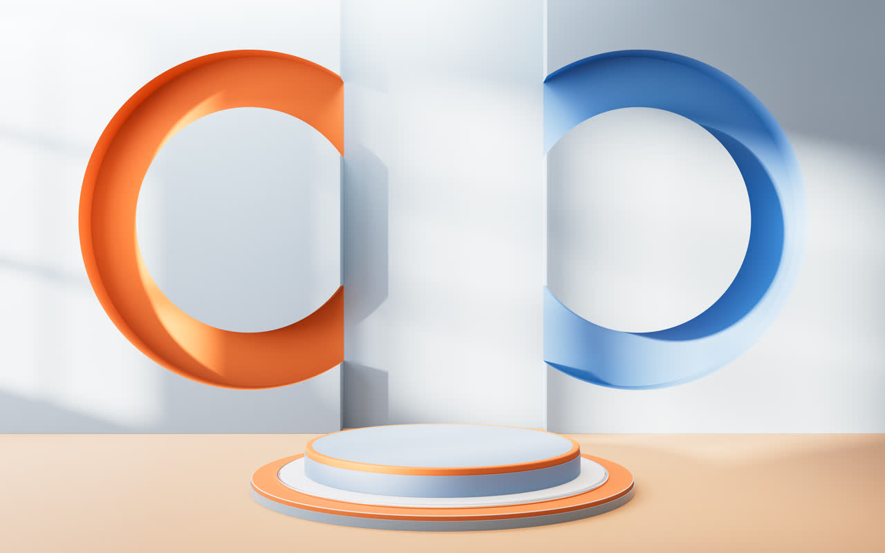 创意室内几何体与展示台3D渲染