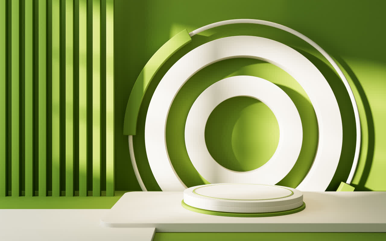 创意室内几何体与展示台3D渲染