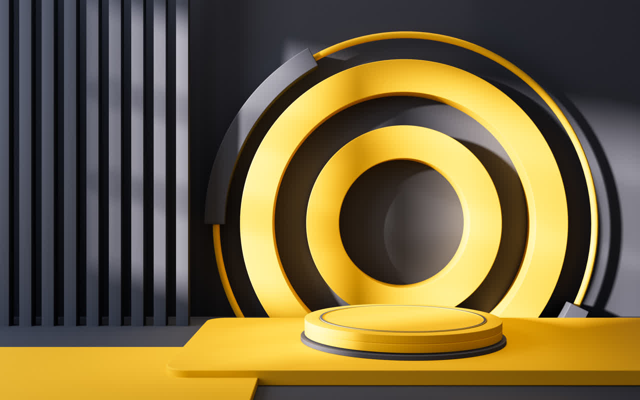 创意室内几何体与展示台3D渲染