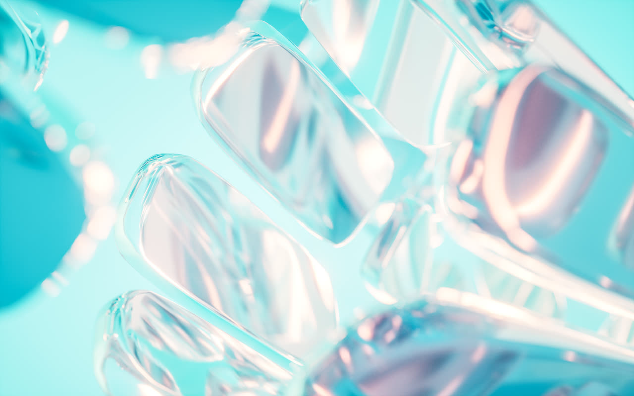 抽象彩色透明玻璃背景3D渲染