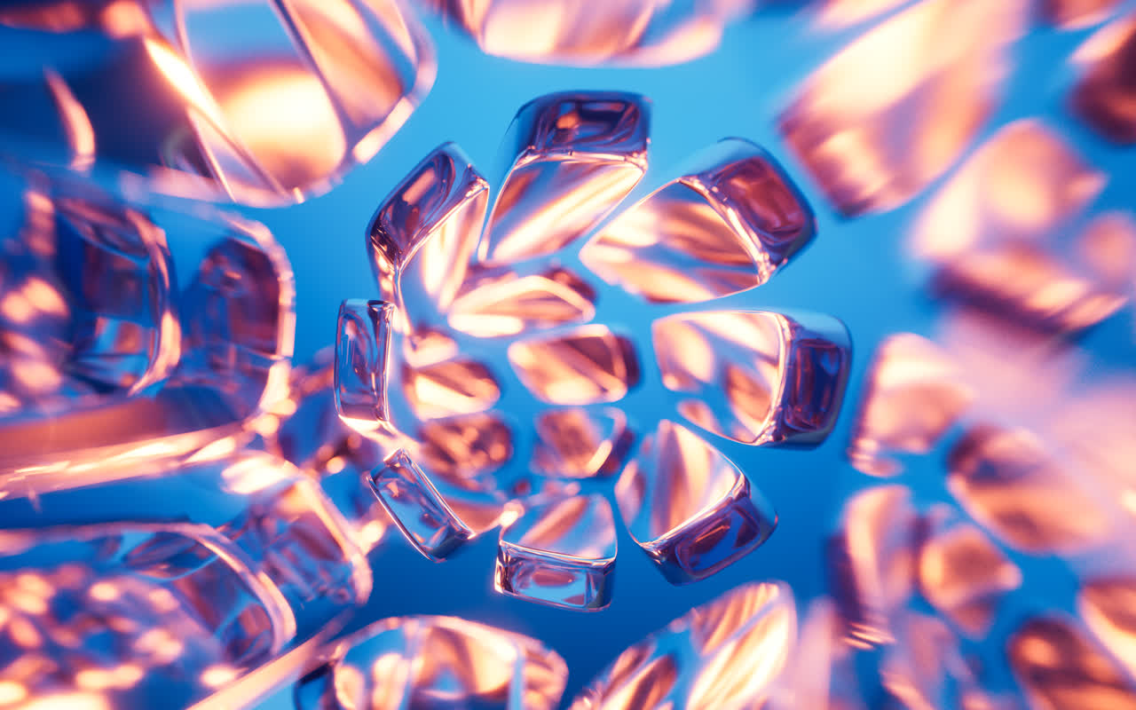 抽象彩色透明玻璃背景3D渲染