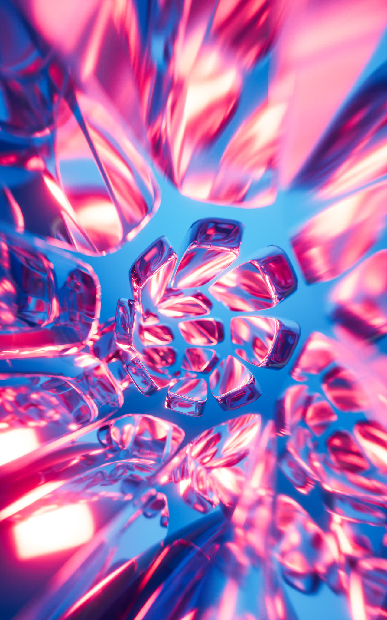 抽象彩色透明玻璃背景3D渲染