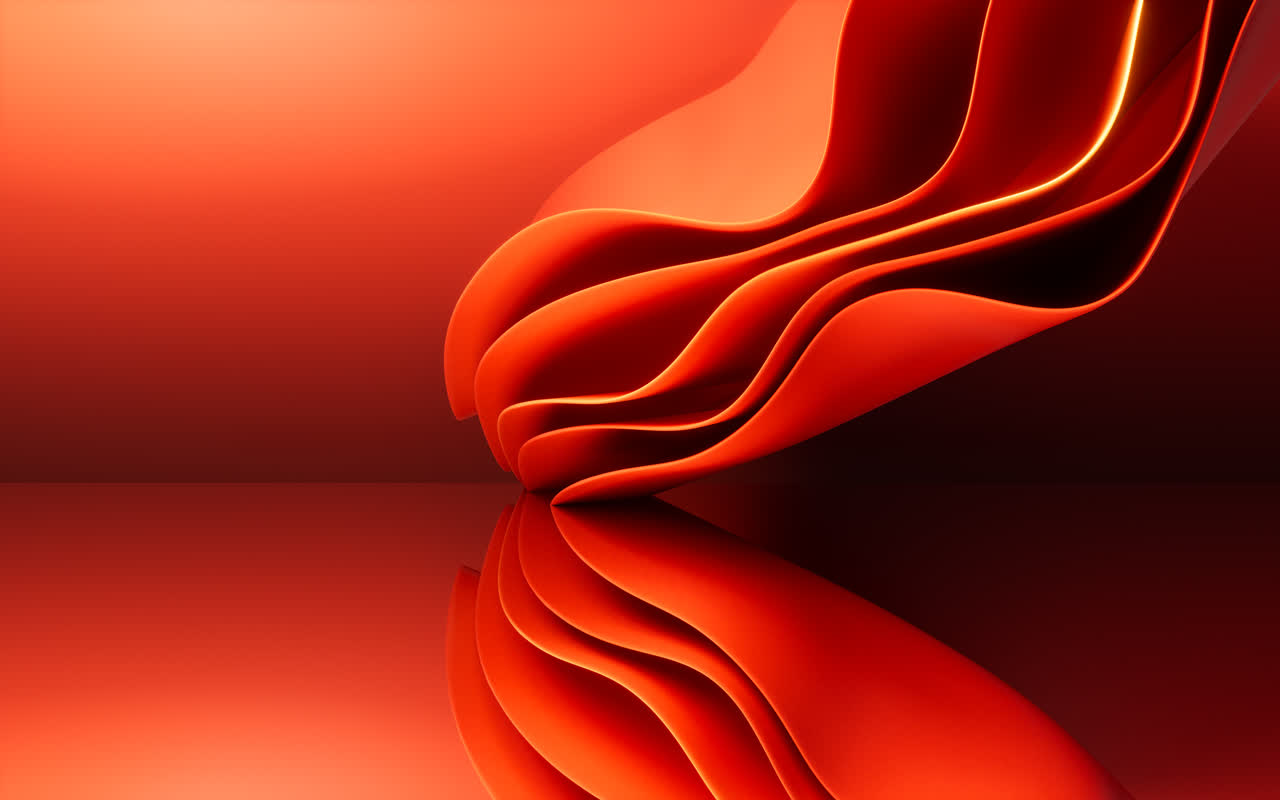 流动的红色多层曲面舞台背景3D渲染