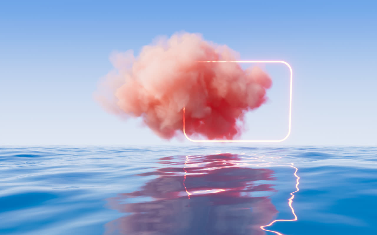 水面上的云朵3D渲染