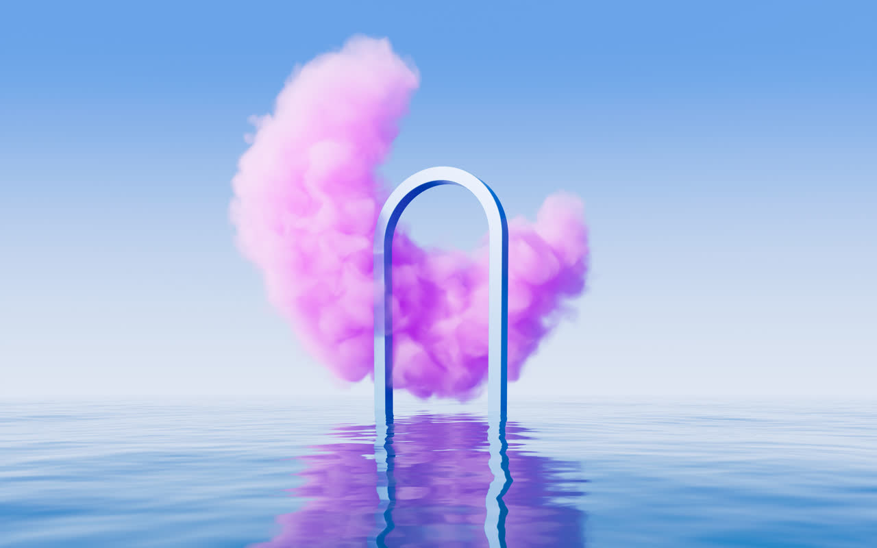 水面上的云朵3D渲染