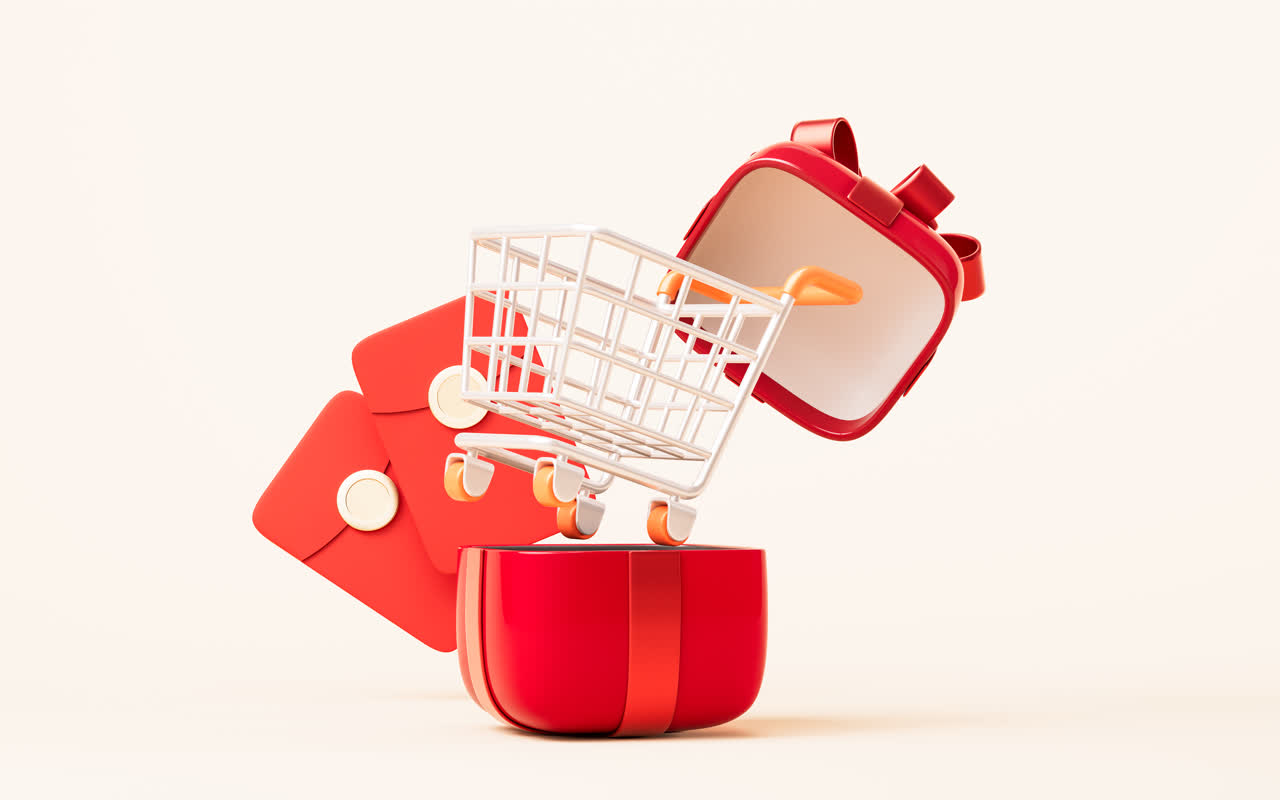 卡通方形礼物盒3D渲染