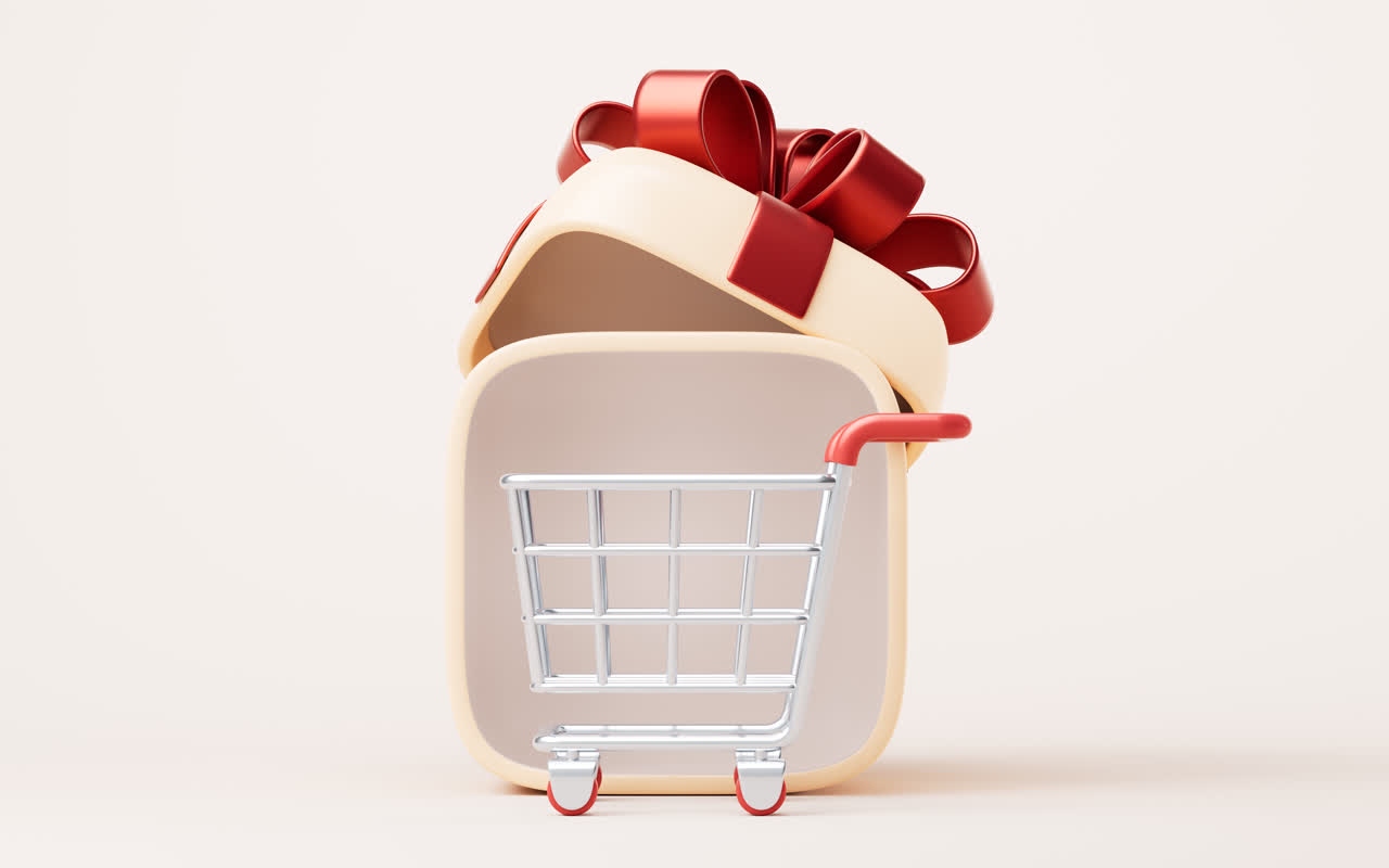 卡通方形礼物盒3D渲染