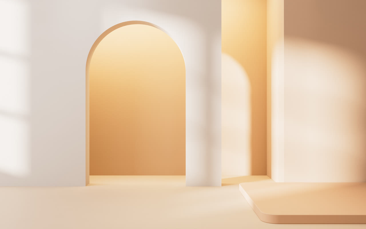 创意几何体室内空间3D渲染