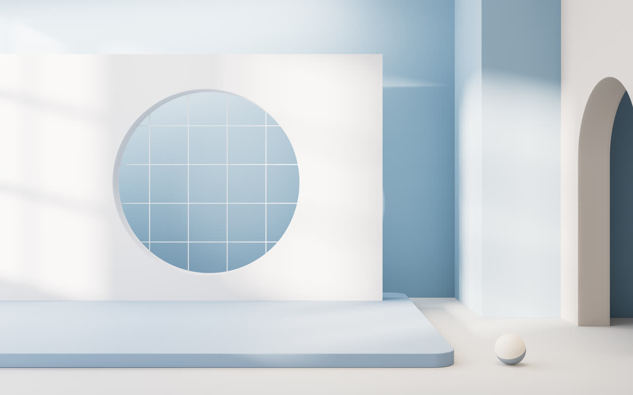 创意几何体室内空间3D渲染