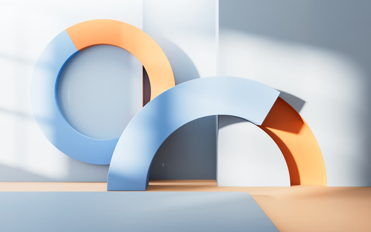 创意几何体室内空间3D渲染