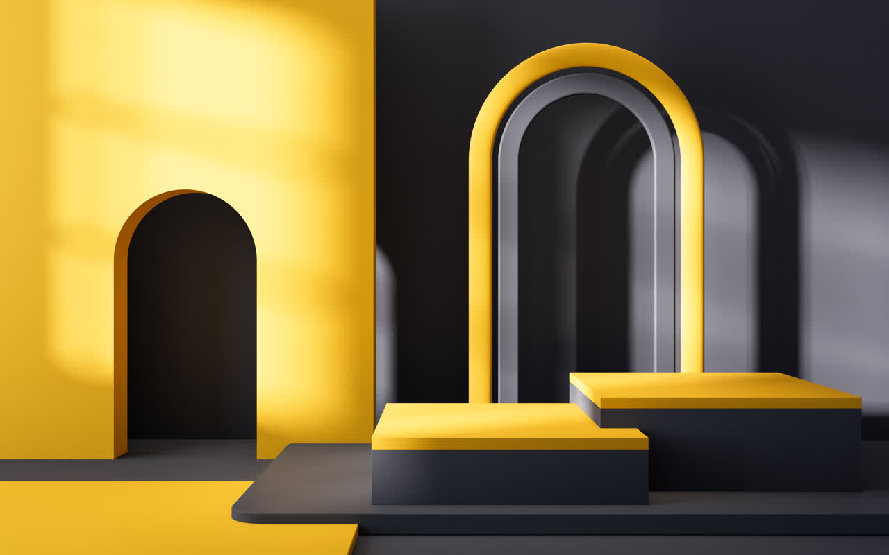 创意几何体室内空间3D渲染