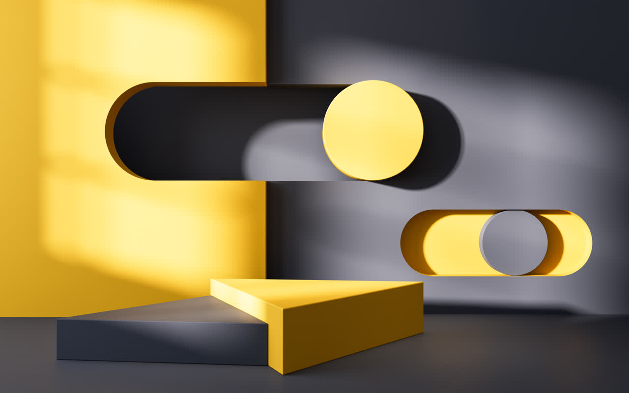 创意几何体室内空间3D渲染