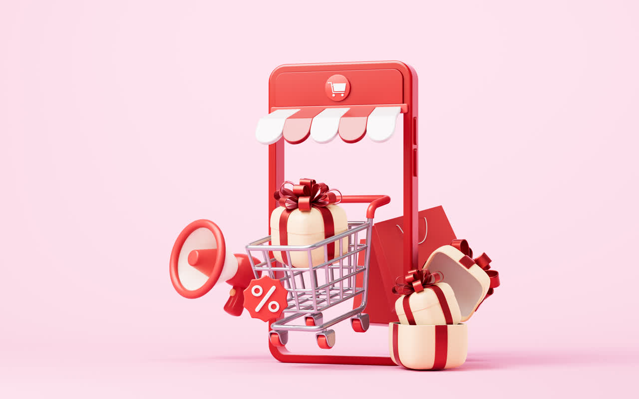 线上网店店铺网络购物主题3D渲染