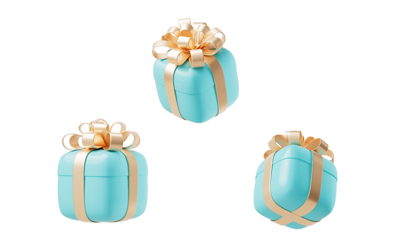 蓝色方形礼物盒3D渲染