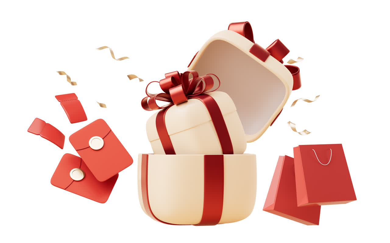 卡通方形礼物盒3D渲染